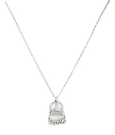 Zilverkleurige Ketting met Handtas Hanger – Ingelegd met Witte Steen & Swarovski Kristallen