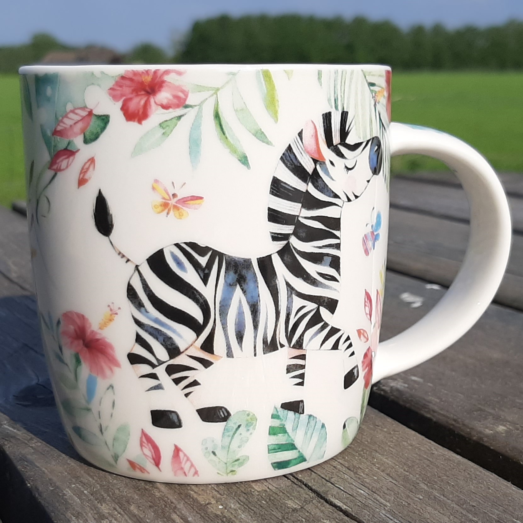 Mok zebra met jungle achtergrond