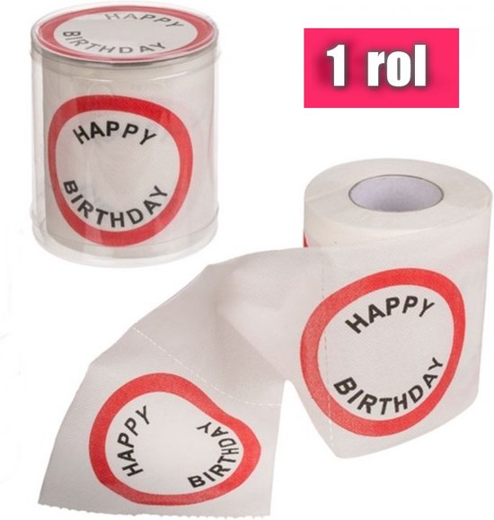 Feestelijk happy birthday toiletpapierrol met opdruk