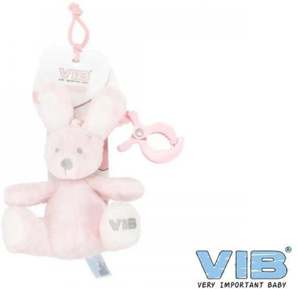 Baby speelgoed activity konijn met clip roze van VIB