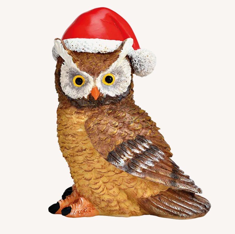 Beeldje kerst uil bruin 9cm hoog