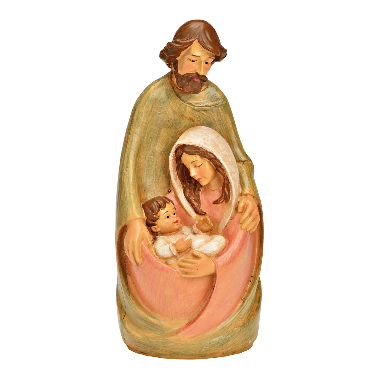 Beeldje religieus krib met Jozef, Maria en kindeke Jezus