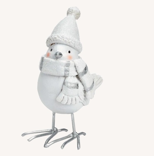 Wintervogel decoratie wit-zilver – Sfeervol cadeau voor kerst of winterdecoratie