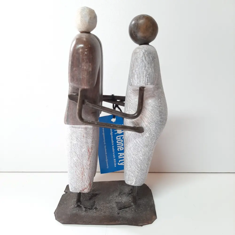 Beeldje Zimbabwe man en vrouw fairtrade met gerecycled metaal