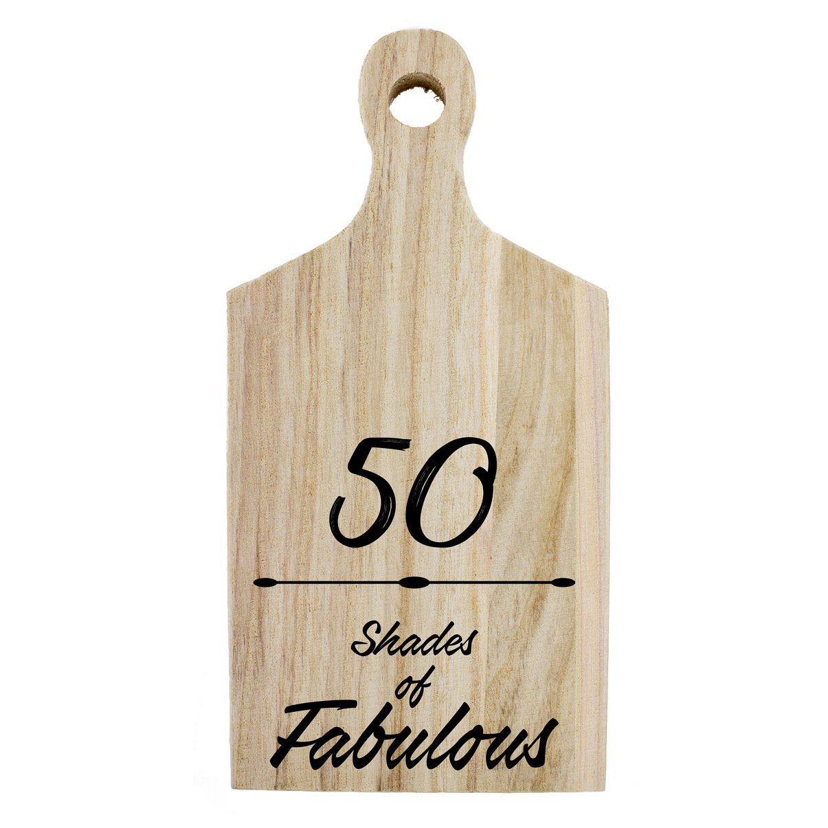 Borrelplank 50 jaar – 50 Shades of Fabulous | Cadeau voor Abraham of Sarah