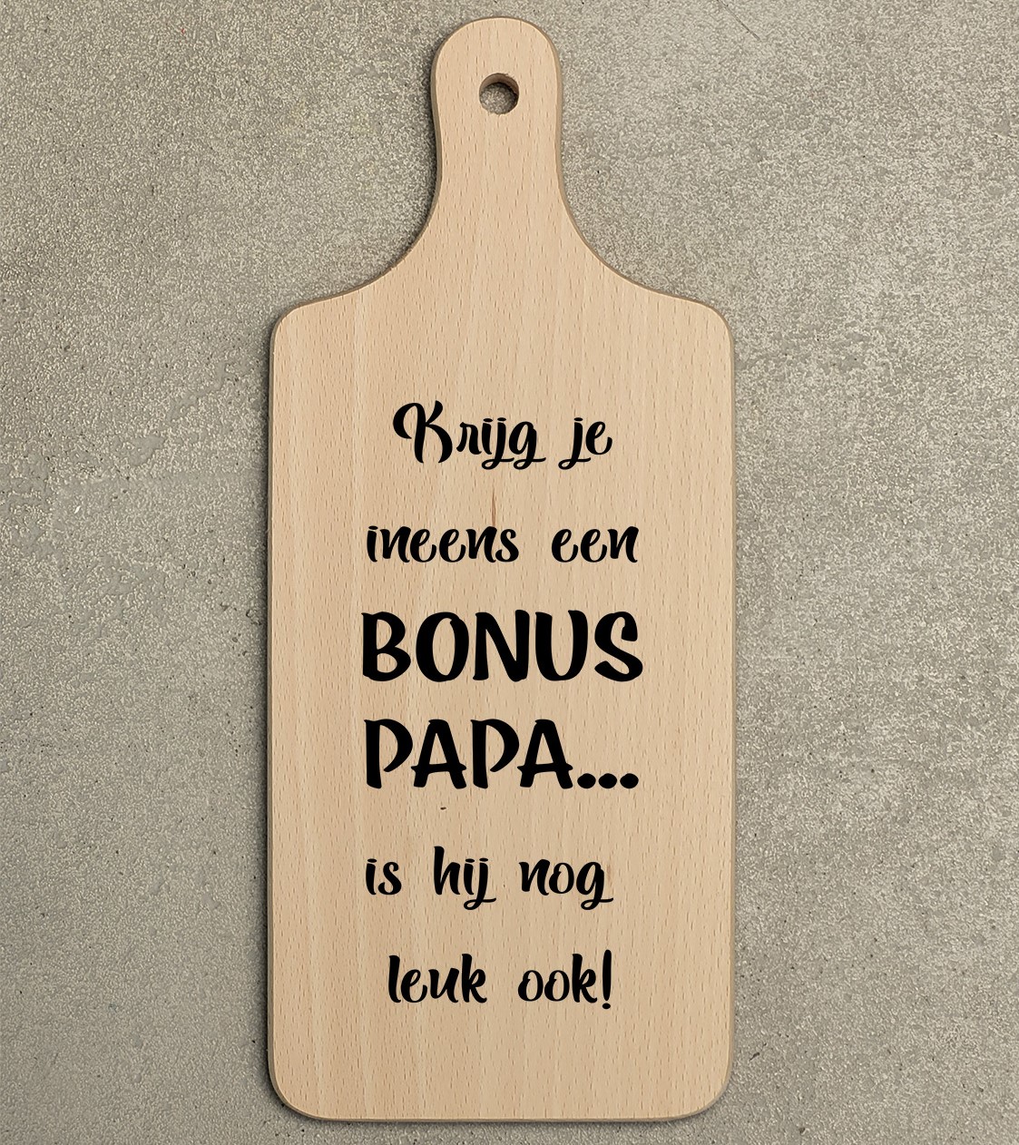 Borrelplank Bonus Papa – Houten borrelplank met humoristische tekst – Origineel cadeau