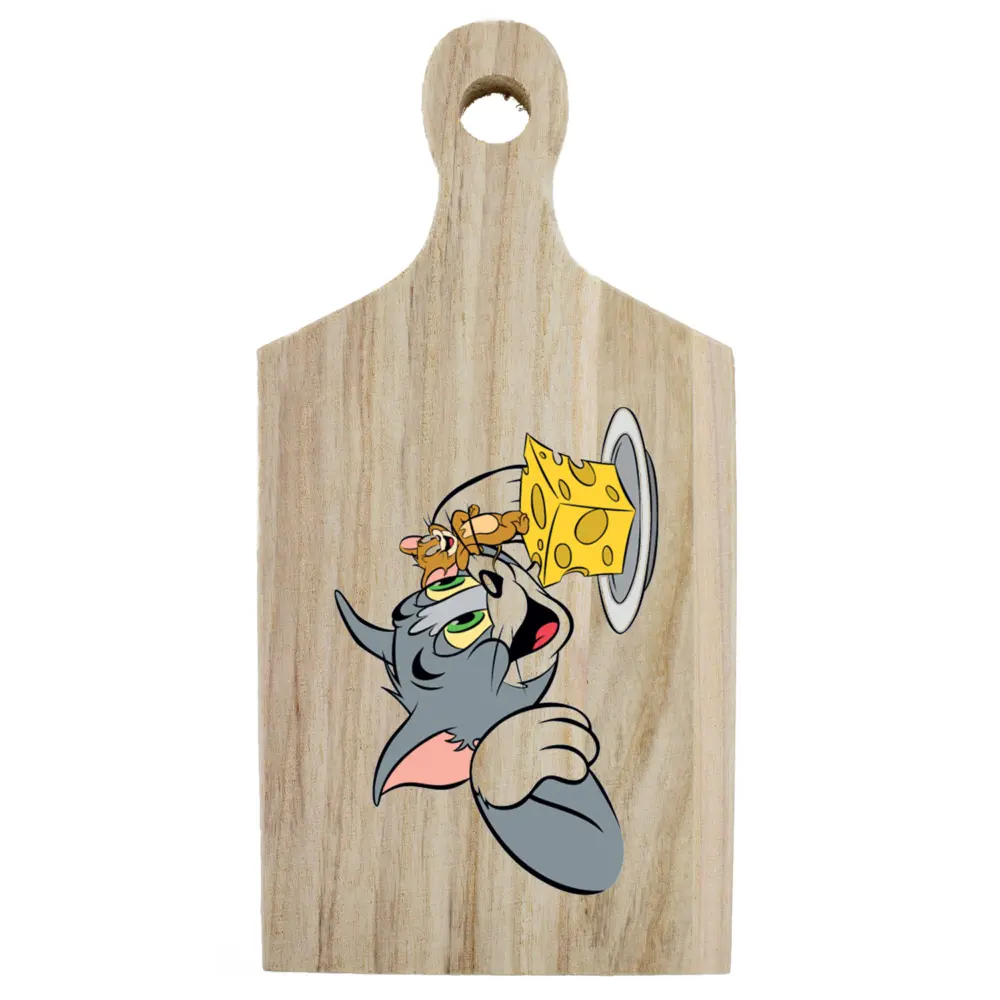 Borrelplank Tom & Jerry met kaas – Humoristische houten borrelplank