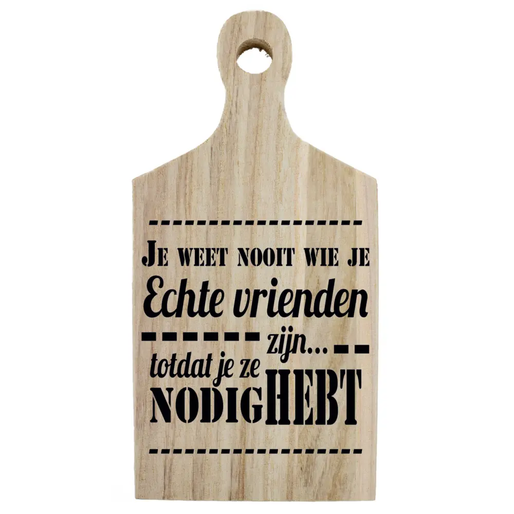 Borrelplank met quote over echte vrienden – stijlvol en betekenisvol cadeau