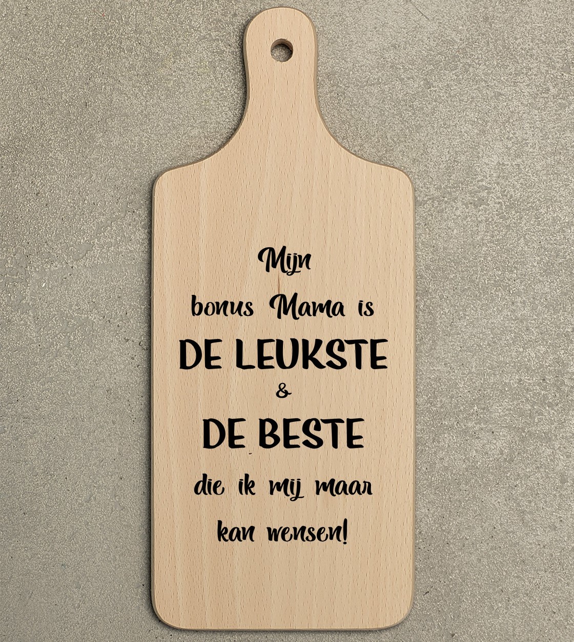 Borrelplank Bonus Mama – Houten borrelplank met liefdevolle tekst – Origineel cadeau