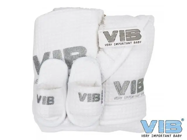 Giftset VIB wit met slabber slofjes en badjasje