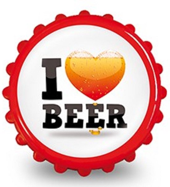 I Love Beer - Flesopener - Rood Kunststof met Magneet