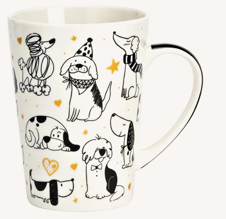 Jumbo mok met honden illustraties – Origineel cadeau voor hondenliefhebber