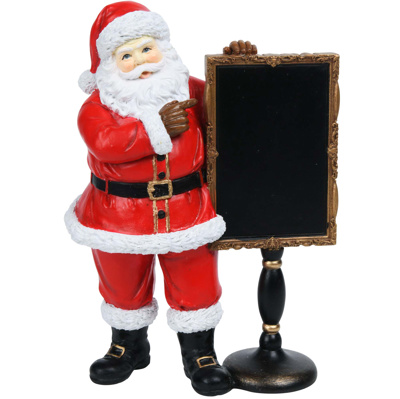 Kerst Beeldje Santa met Krijtbord – Keramisch Decoratiebeeld voor Persoonlijke Boodschappen