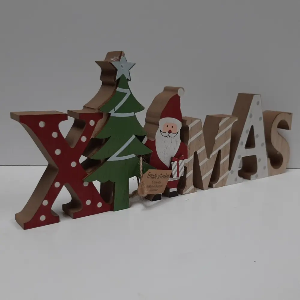 Kerst decoratie - Houten staande letters Xmas