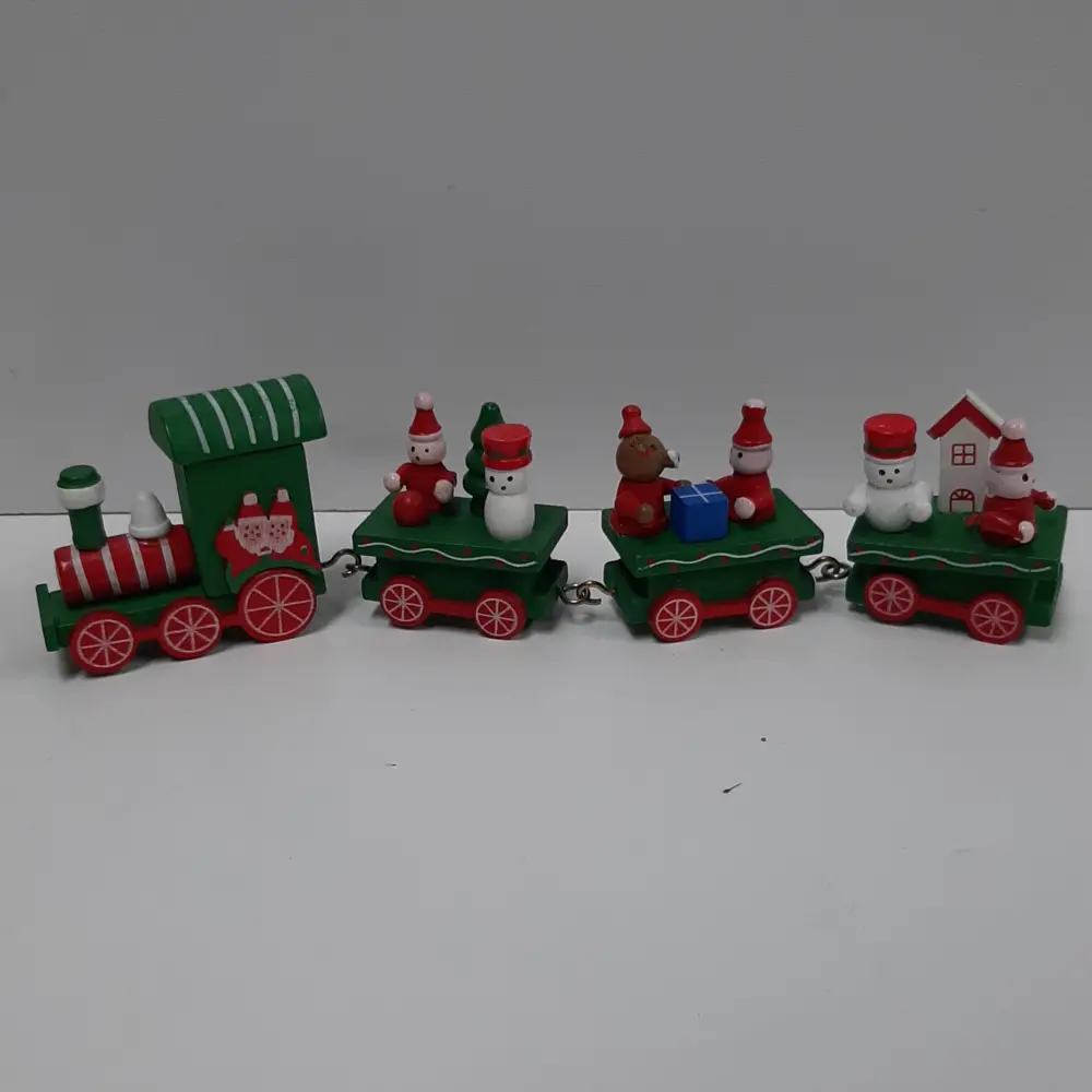 Kerst trein met wagons in groen 23cm lang