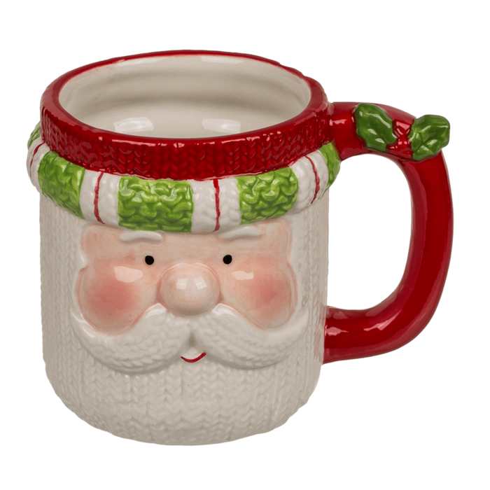 Kerst mok kerstman met groen witte rand