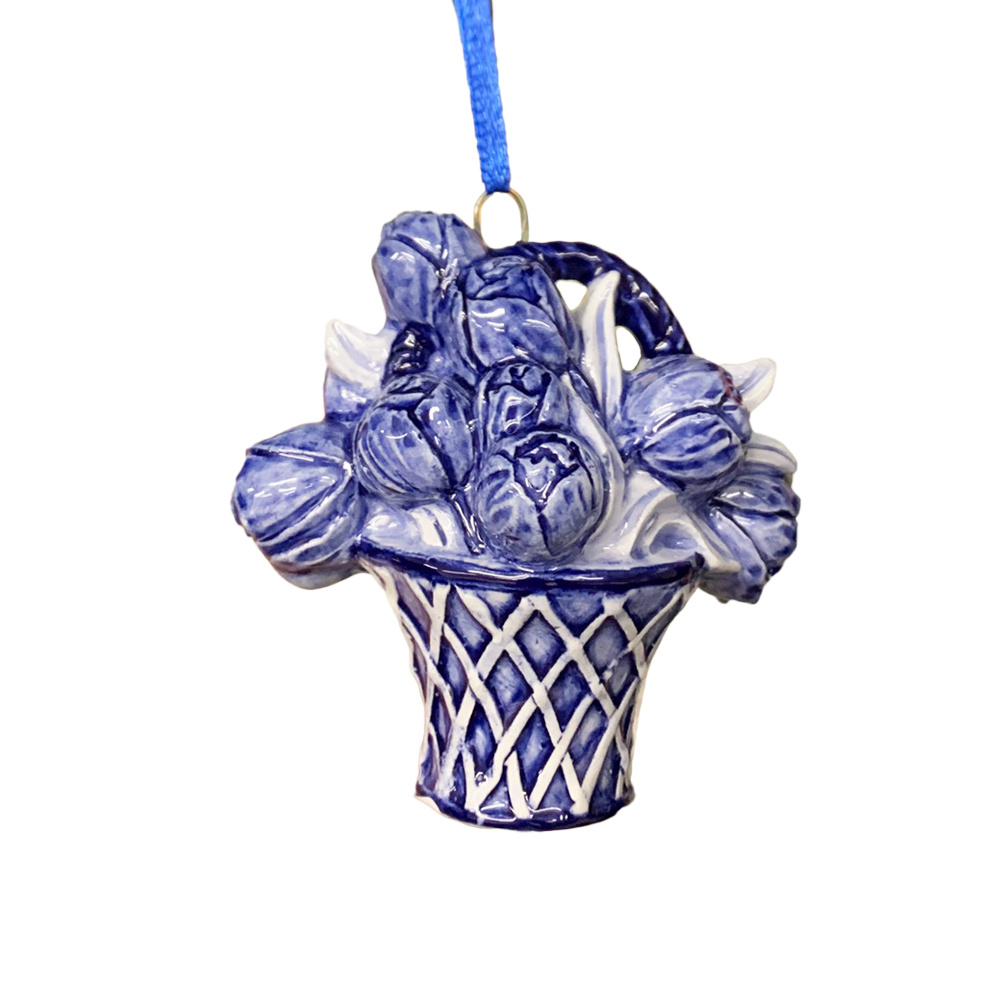 Kerstboom hanger Hollands Delftsblauwe tulpenmand