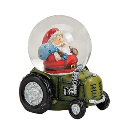 Kleine sneeuwbol kerst met tractor groen