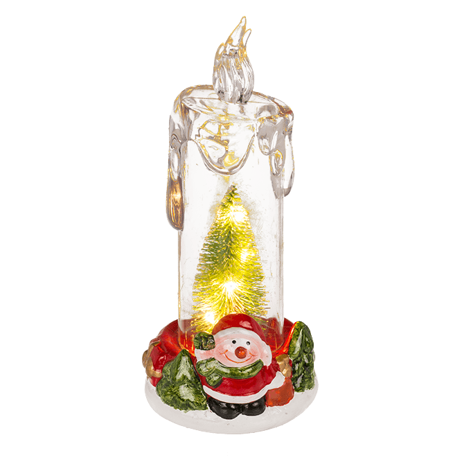 LED kerst kaars met kerstboom en kerstman
