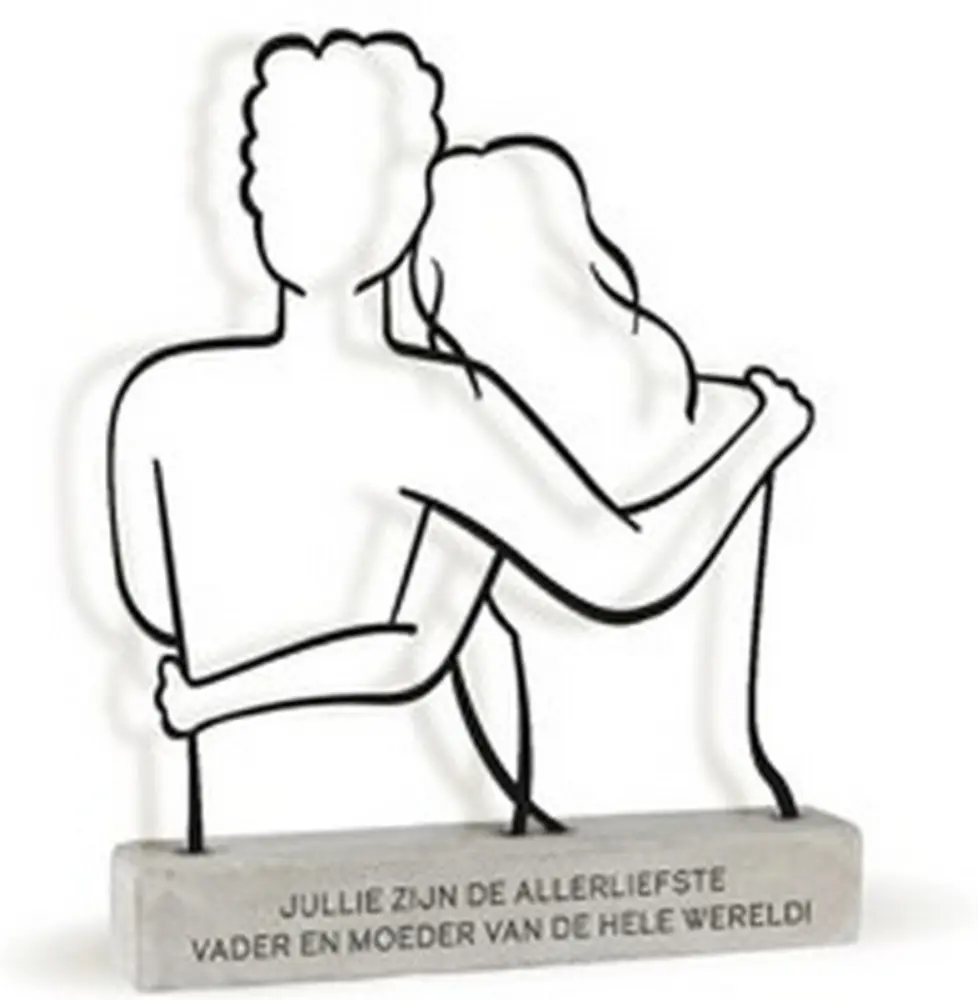 Metal art beeldje vader en moeder