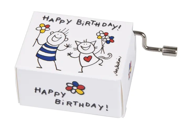 Muziekdoosje verjaardag blije kinderen 2 met melodie Happy Birthday