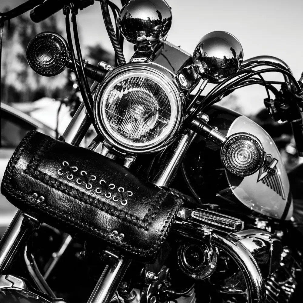Onderzetters motoren Harley Davidson zwart-wit set van 6 stuks