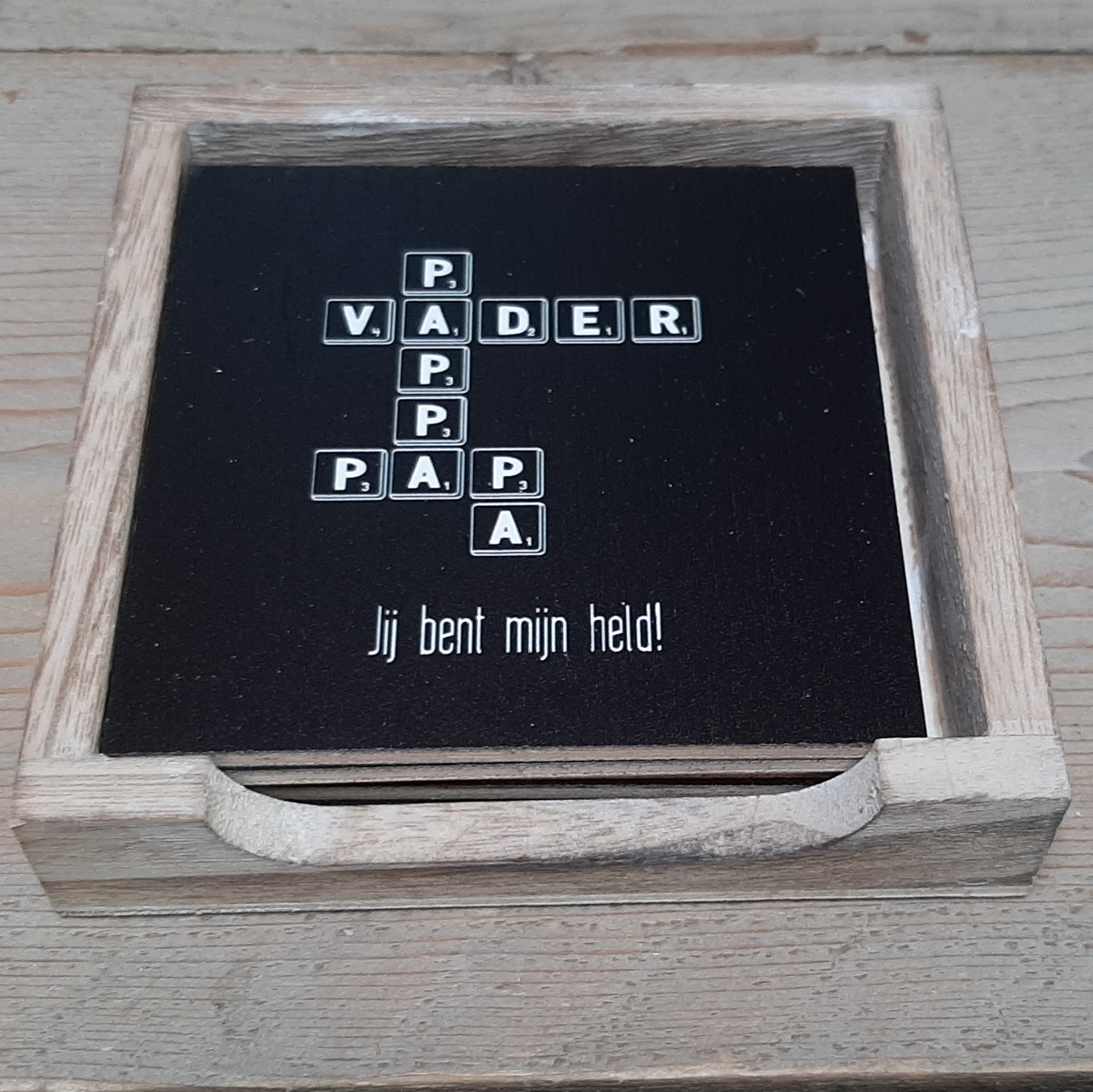 Onderzetters papa-vaderdag set van 6 verschillende zwarte ondergrond