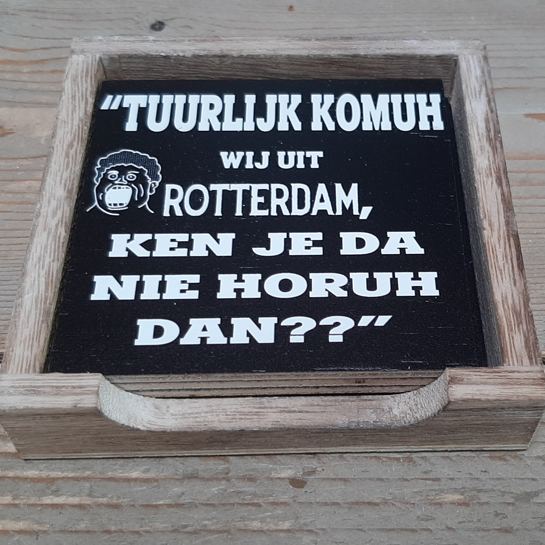 Onderzetters Rotterdam 6 verschillende zwart met wit