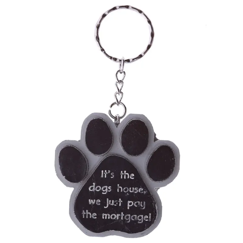 Sleutelhanger honden pootafdruk met grappige tekst