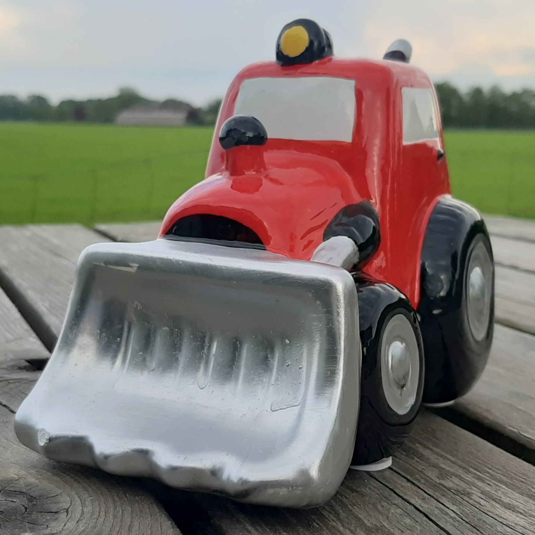 Spaarpot tractor rood met schuif