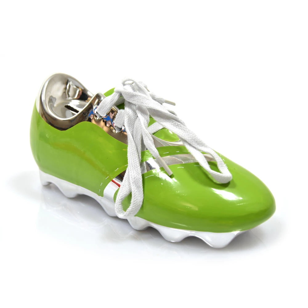 Spaarpot voetbal schoen van keramiek groen