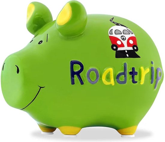 Spaarvarken groen sparen voor een roadtrip