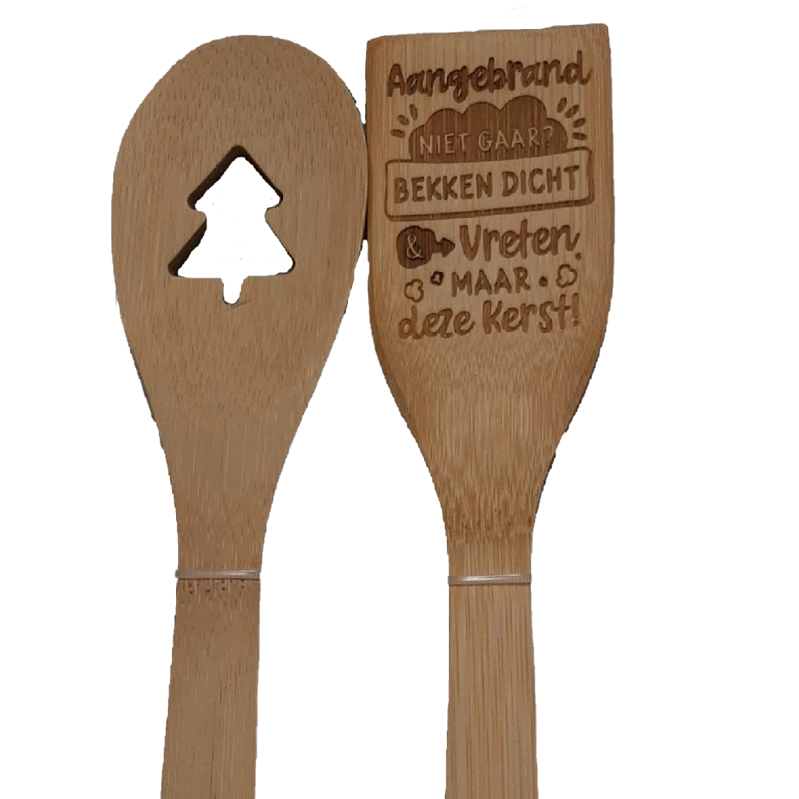 Spatel set kerst met tekst Aangebrand niet gaar Bekken dicht & vreten maar deze kerst!