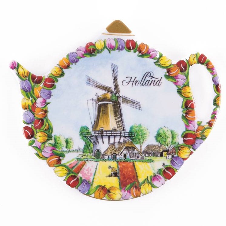 Theezakjeshouder Hollandse tulpen en molen