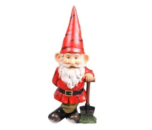 Tuinkabouter met schep 30 cm rood