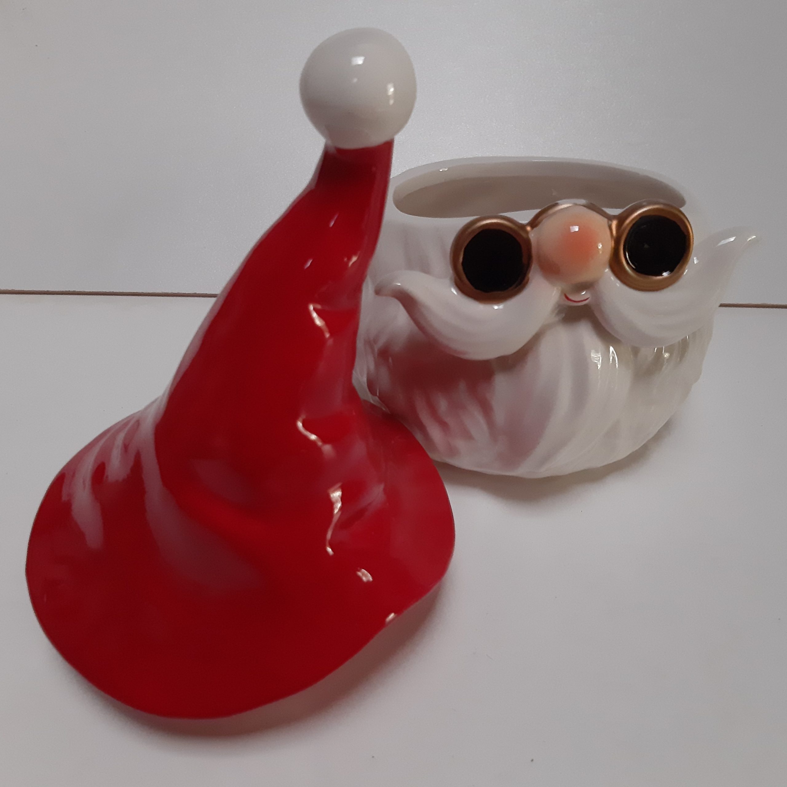 Voorraad pot kerst Santa's head met grote rode muts