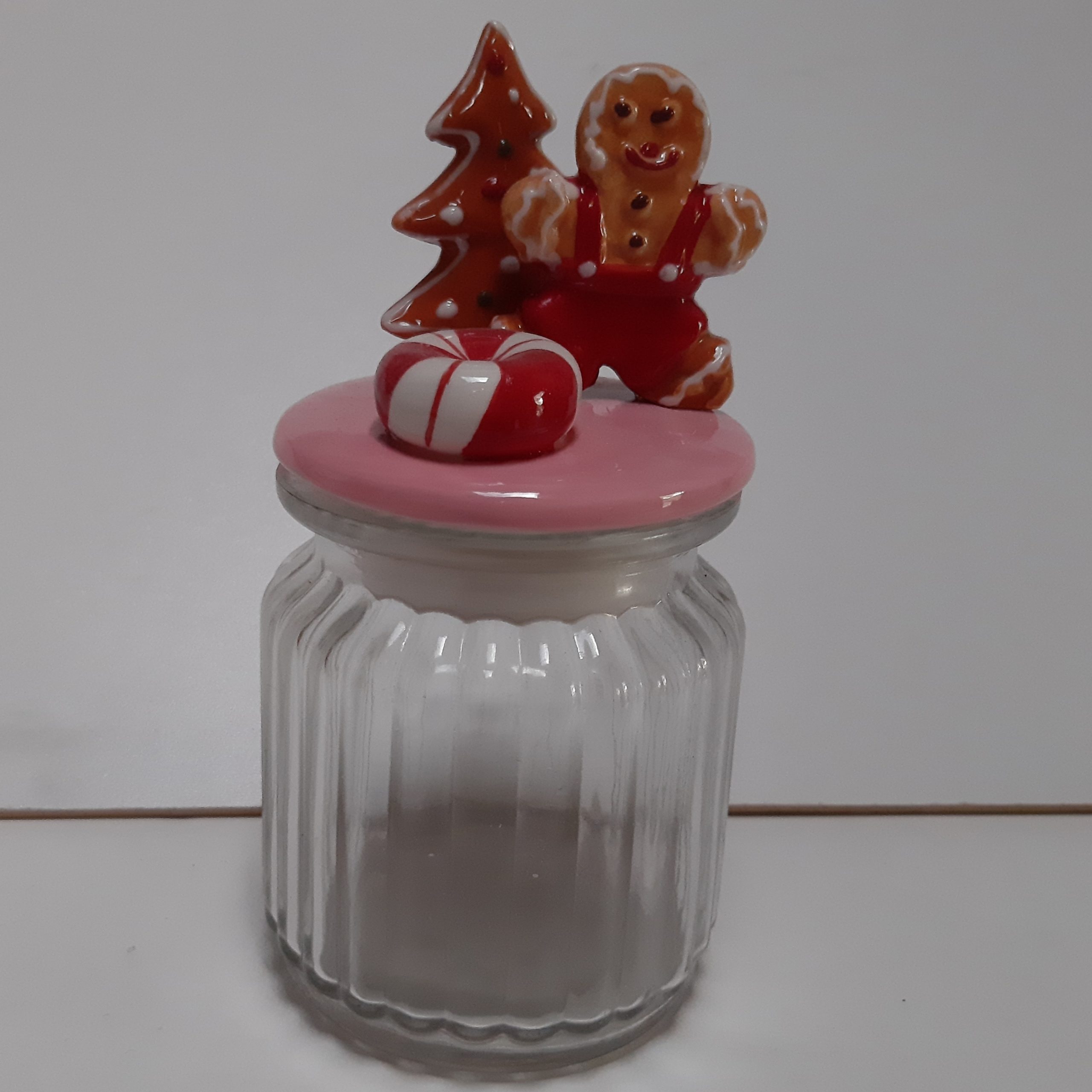Voorraadpotje kerst met roze deksel en 3D voorstelling