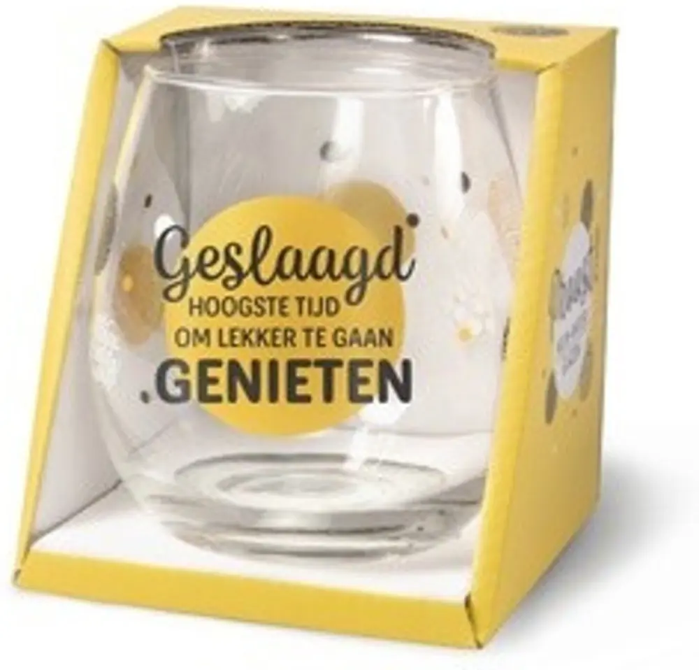 Water- wijnglas Geslaagd hoogste tijd om lekker te gaan genieten