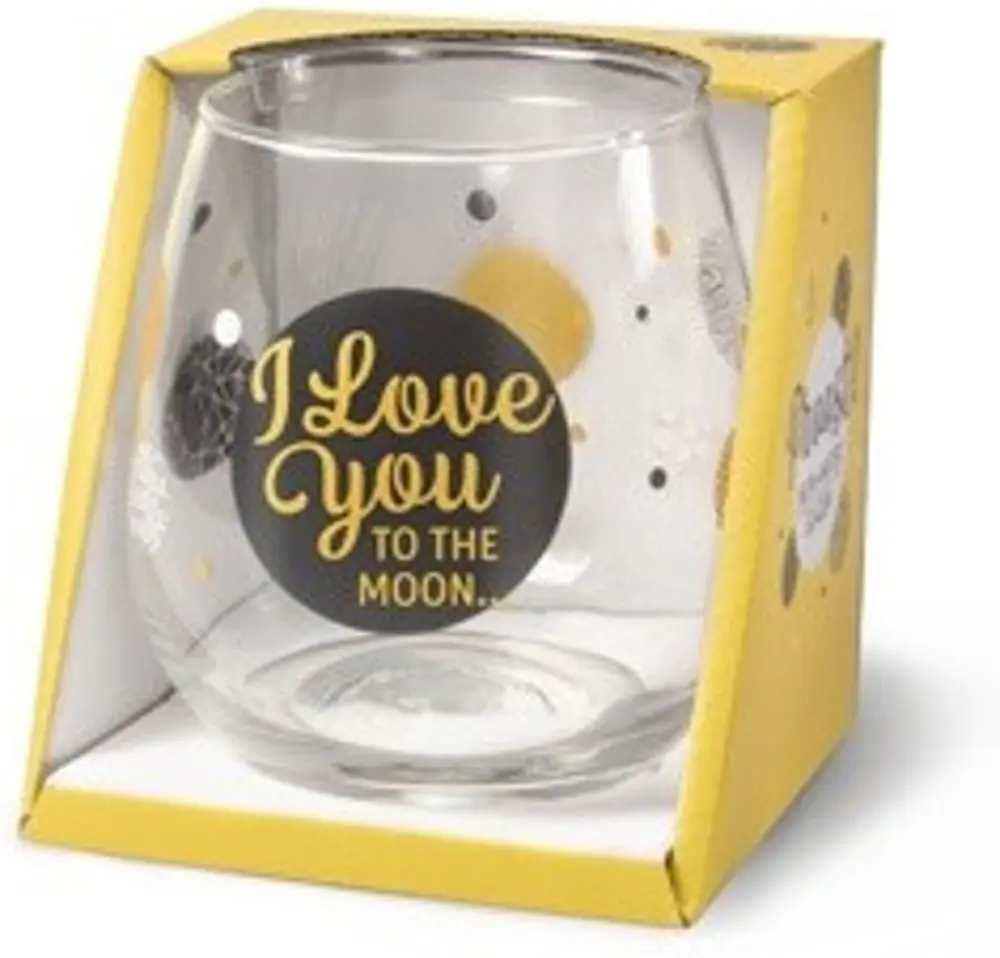 Water- wijnglas met tekst I love you to the moon