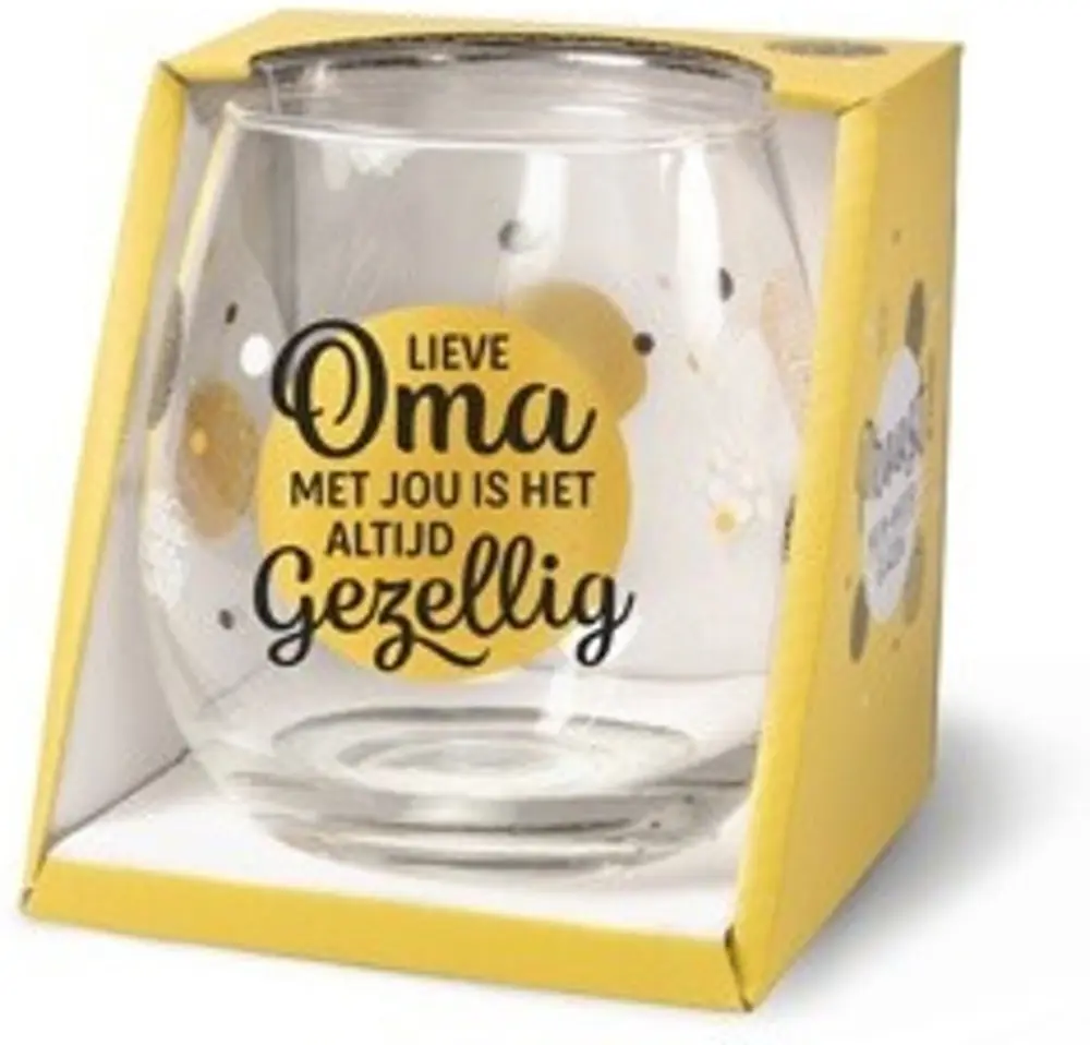 Wijn- waterglas Lieve oma met jou is het altijd gezellig