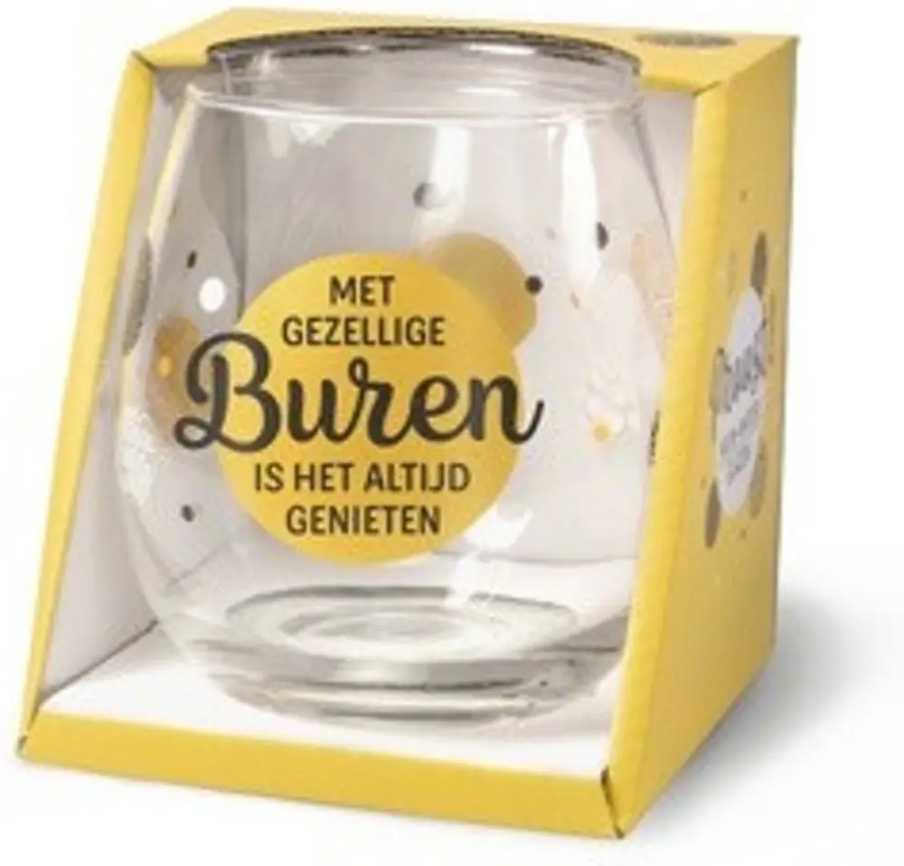 Wijn- waterglas Met gezellige buren is het altijd genieten